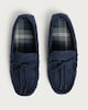 image 2 of F&F Bow Detail Moccasin Slippers in Navy