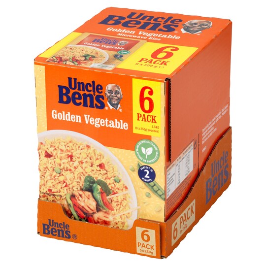Uncle Ben's Golden Vegetable Microwave Rice 6 X 250G Tesco Groceries