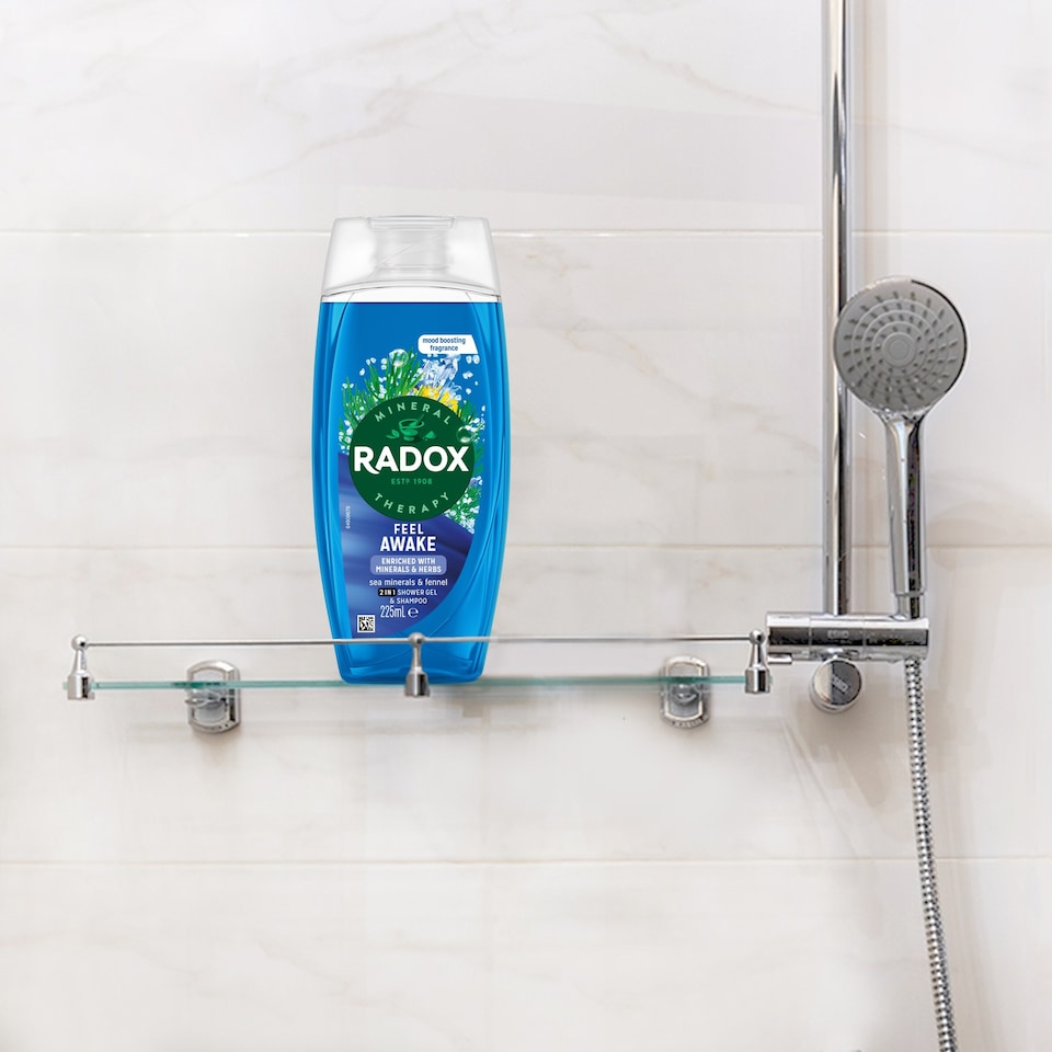 image 1 of Radox Sea Minerals Feel Awake 2-in-1 Shower Gel Body Wash Shampoo 225ml