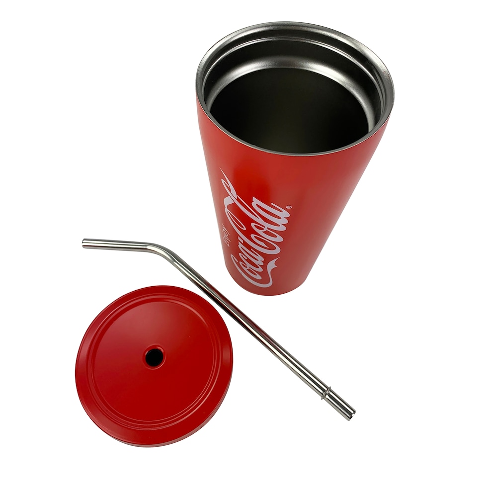 image 1 of COCA-COLA STAINLESS STEEL TRAVEL MUG WITH STRAW
