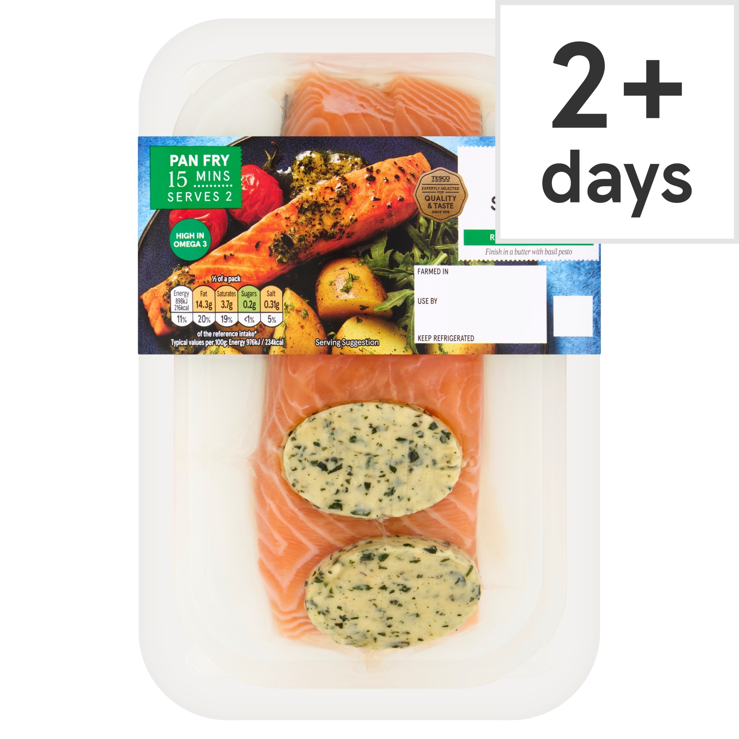 Tesco Pesto Salmon Fillets 230G