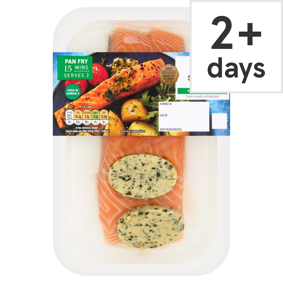 Tesco Pesto Salmon Fillets 230G