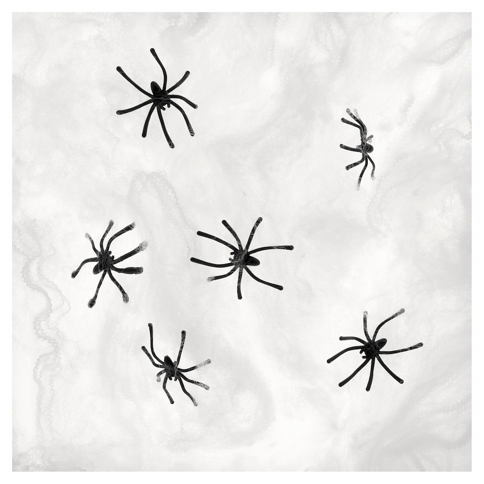 image 1 of Halloween White Spider Web with Black Spiders