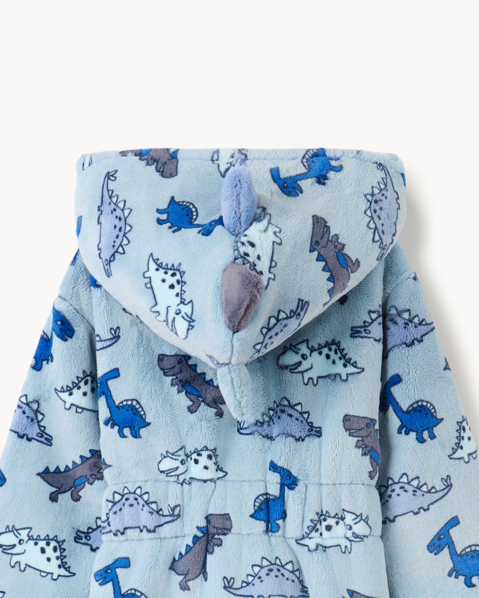 image 1 of F&F Boys Dinosaur Hooded Dressing Gown in Blue