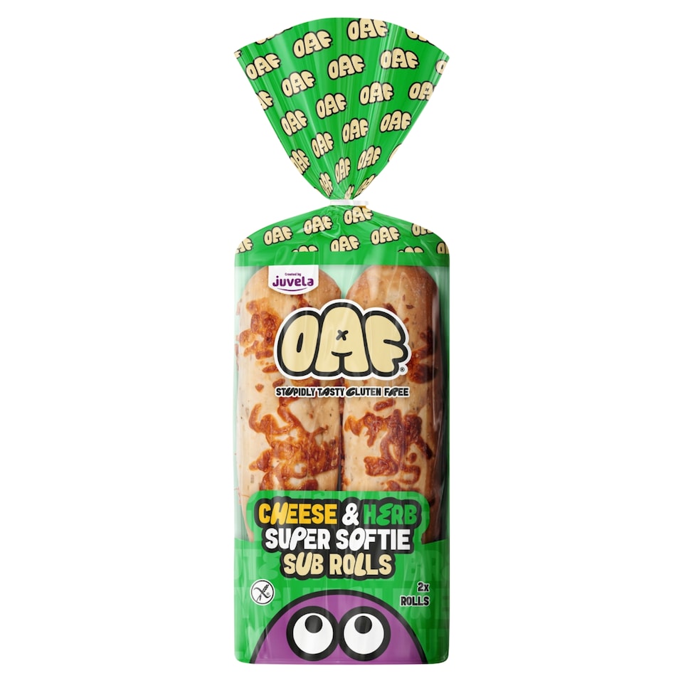 Juvela OAF Gluten Free Cheese and Herb Super Softie 2 Sub Rolls