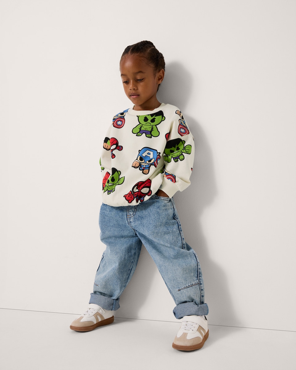 image 1 of Marvel Cotton Rich Sweatshirt in Cream