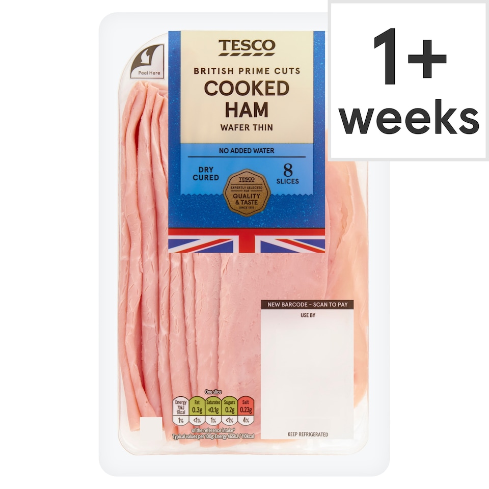 Tesco British Wafer Thin Cooked Ham Slices 120g