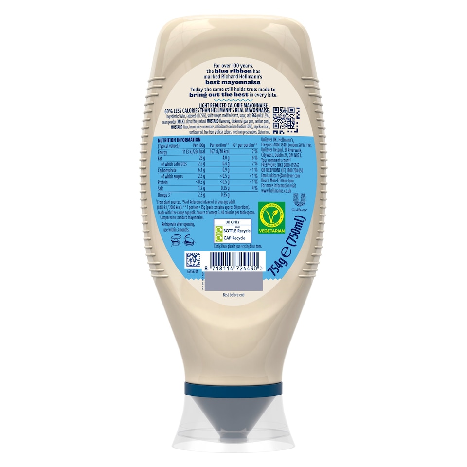 image 1 of Hellmann's Light Mayonnaise Squeezy 750ml