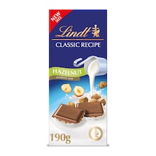 Lindt Classic Recipe Milk Chocolate Hazelnut Bar 190g