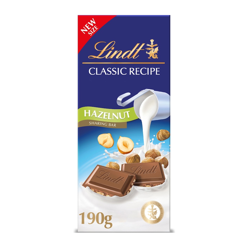 Lindt Classic Recipe Milk Chocolate Hazelnut Bar 190g