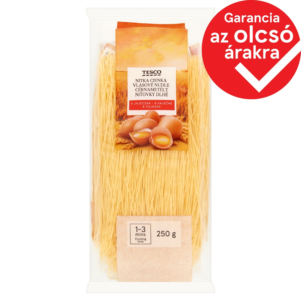 Tesco cérnametélt 8 tojásos száraztészta 250 g