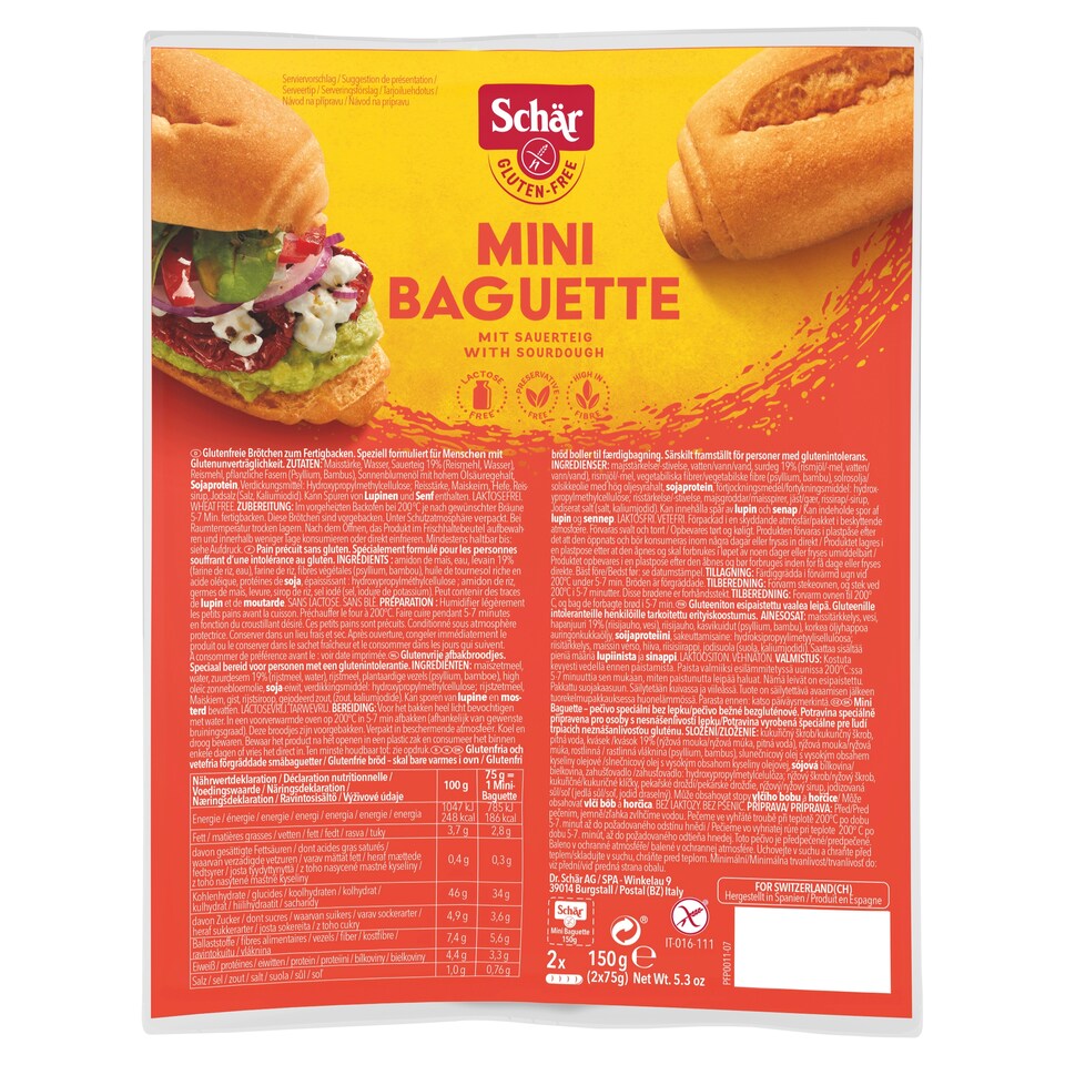 Schär Mini Baguette pečivo speciální bez lepku 2 x 75g (150g)