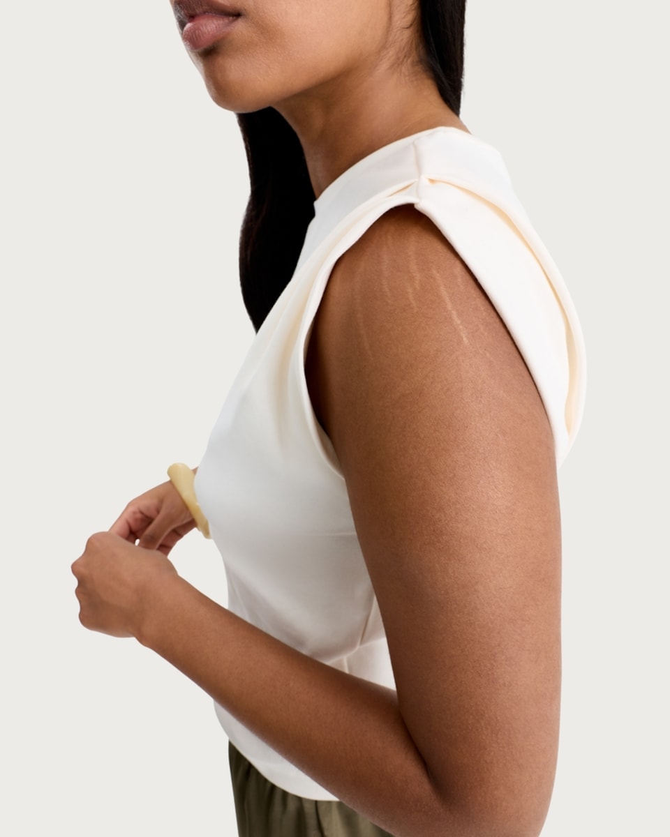 image 1 of F&F Pure Cotton Boxy Sleeveless Top in Cream