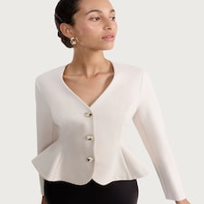 F&F Ponte Gold Button Fitted Jacket in Stone