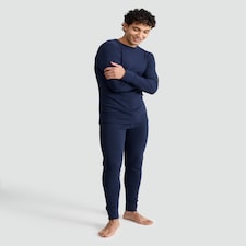 F&F Cotton Blend Ribbed Long Sleeved Thermal Top in Navy