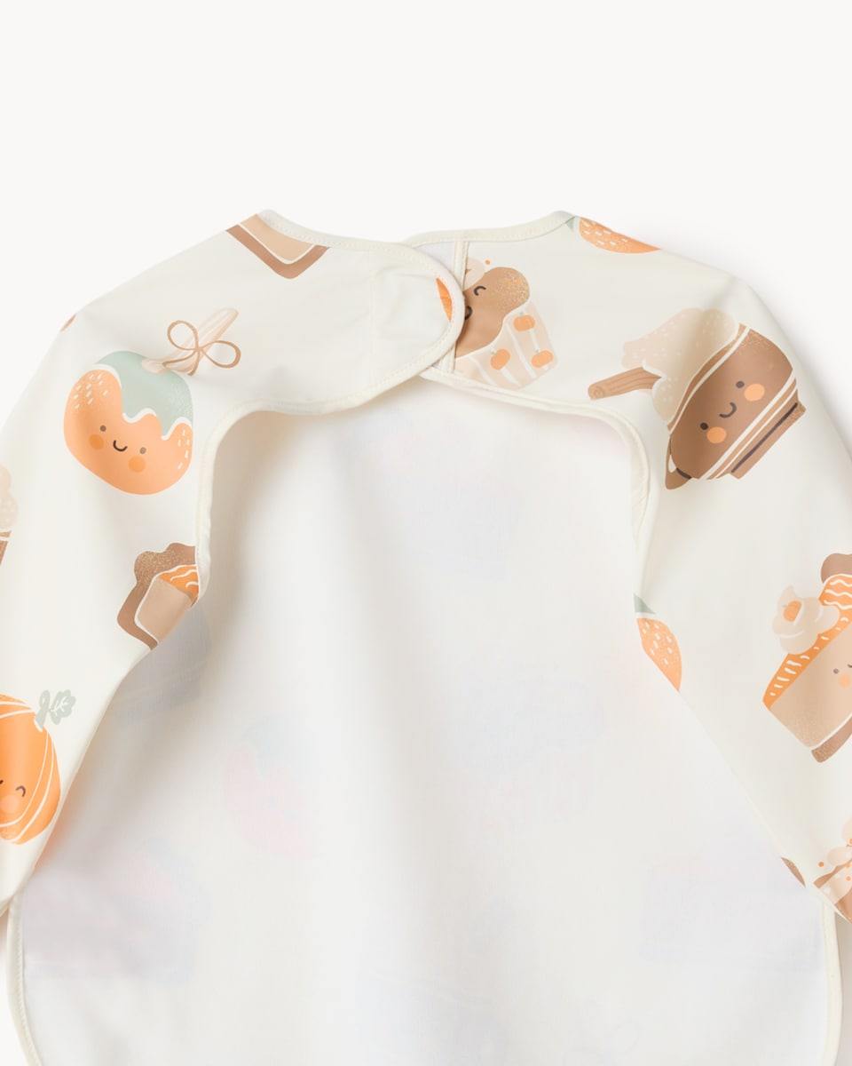 image 1 of F&F Baby Printed Long Sleeved Bib in White