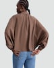 image 3 of F&F Bubble Hem Zip Up Blouse in Brown
