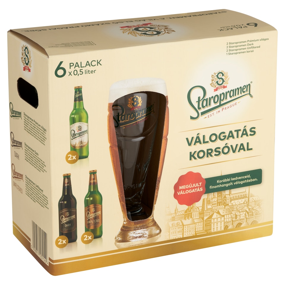 Staropramen Selection 6 x 0,5 l + Glass