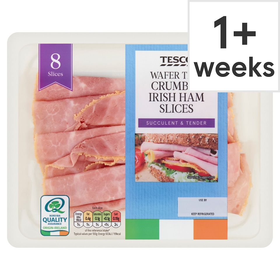 Tesco Wafer Thin Crumbed Irish Ham Slices 100g