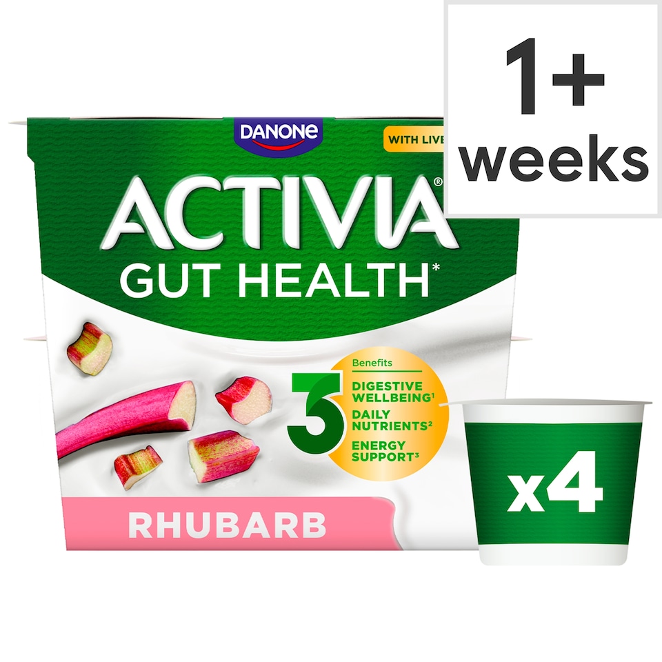 image 1 of Activia Rhubarb Gut Health Yoghurt Multipack 4x115g