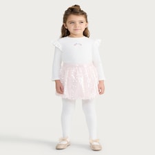 F&F Girls 2-Piece Sequin Skirt and Tights Set in Multi Grey