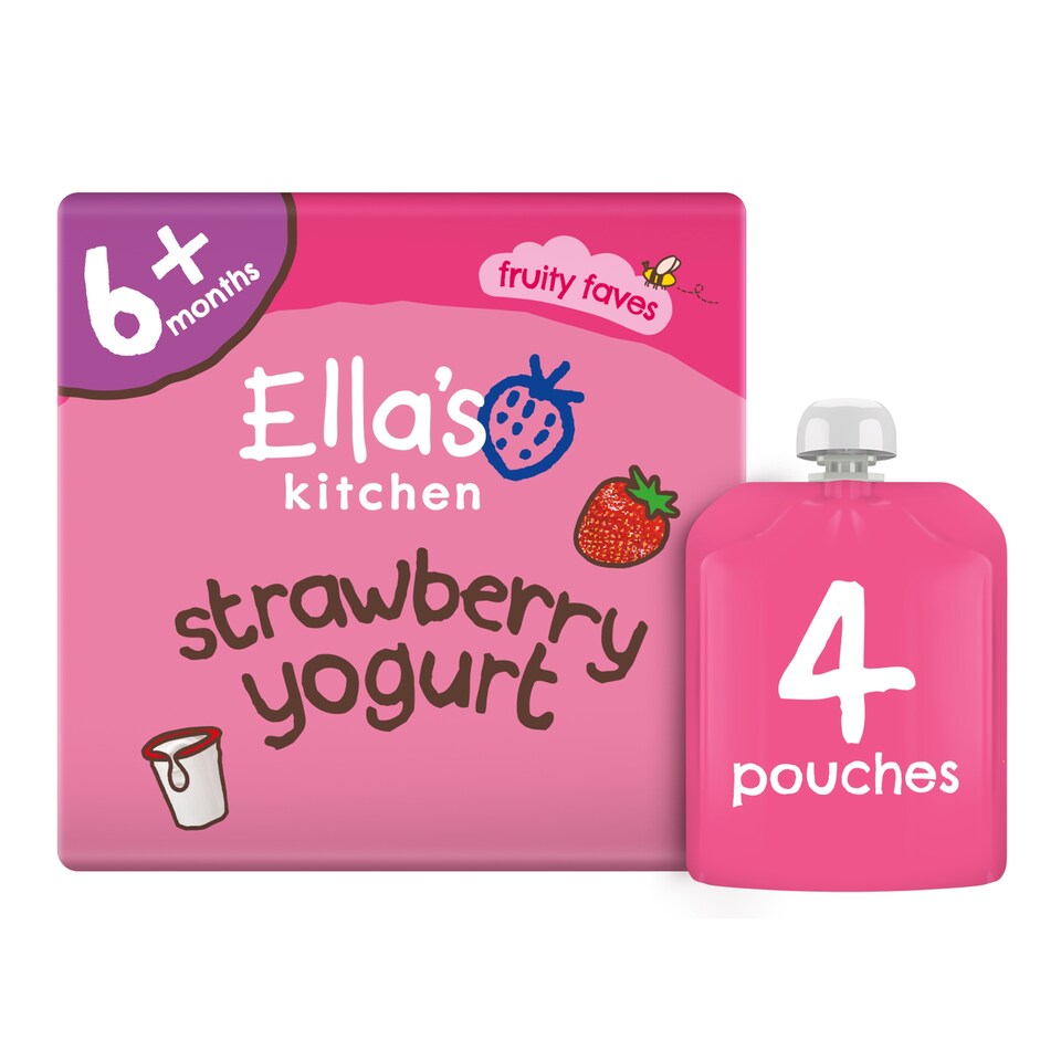 image 1 of Ella's Kitchen Organic Greek style strawberry yogurt 4x90g