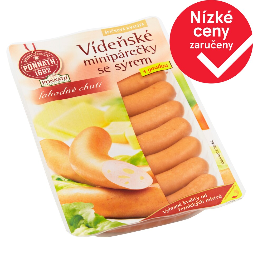 Ponnath ŘEZNIČTÍ MISTŘI Vídeňské minipárečky se sýrem 200g