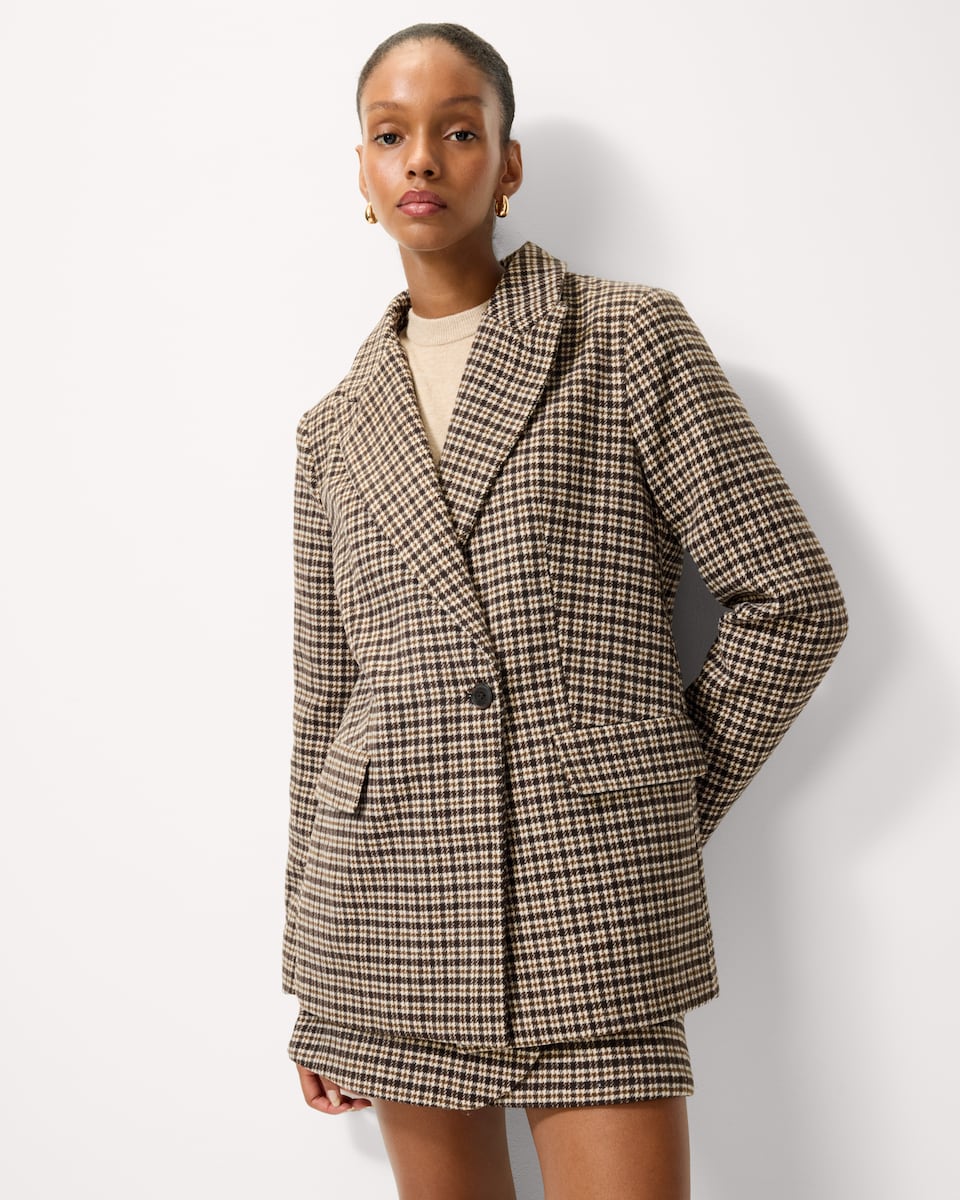 image 1 of F&F Brushed Checked Blazer in Multi Brown