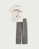 image 4 of F&F Pure Cotton Café Print Pyjama Set in Cream