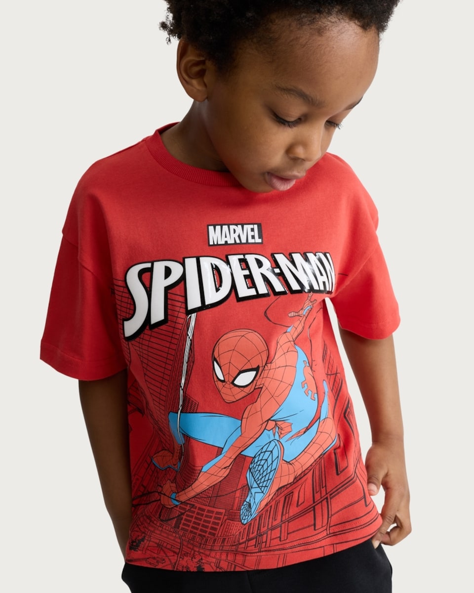 image 1 of Marvel Spider-Man Pure Cotton T-Shirt in Red
