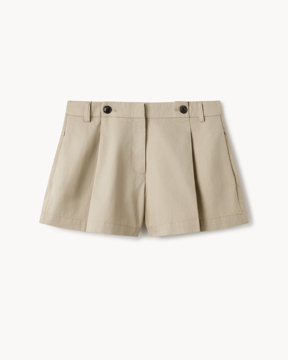 image 1 of F&F Pure Cotton Pleated Shorts in Camel