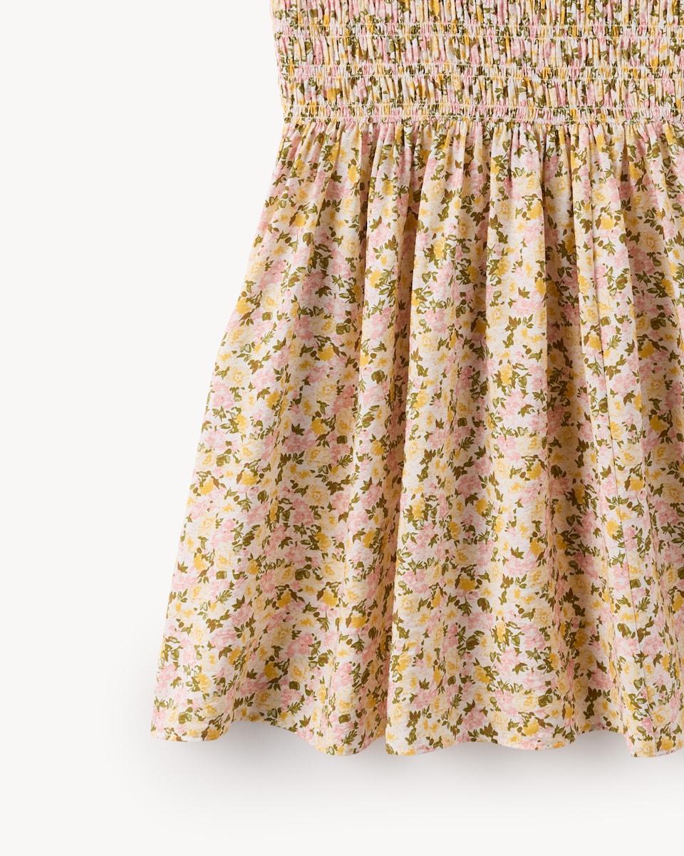 image 1 of F&F Shirred Sleeveless Mini Dress in Multi