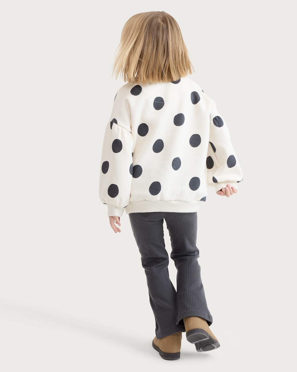 image 1 of F&F Girls 2-Piece Cotton Rich Sweatshirt and Flared Leggings in Multi Black White