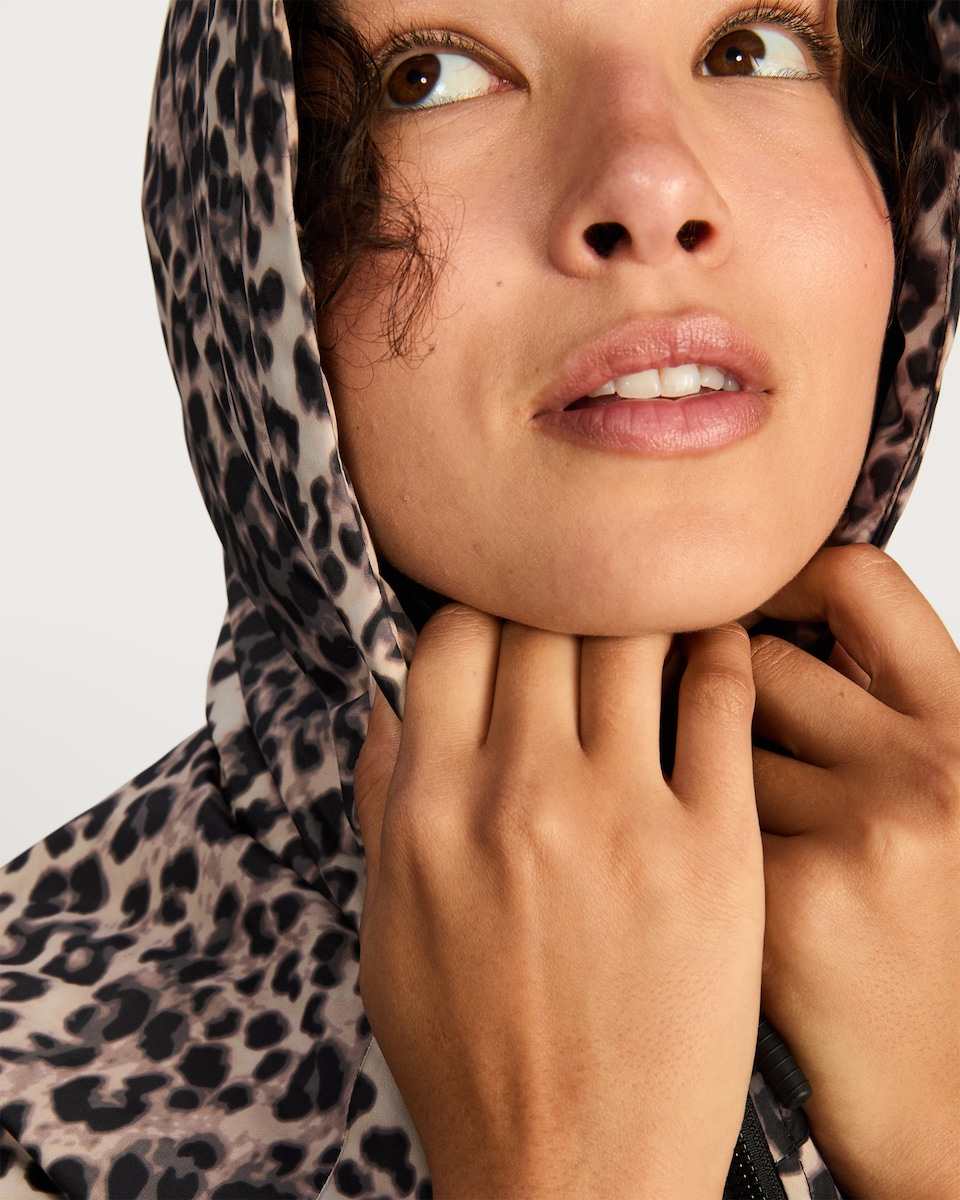 image 1 of F&F Leopard Print Fleece Lined Waterproof Raincoat in Multi Brown