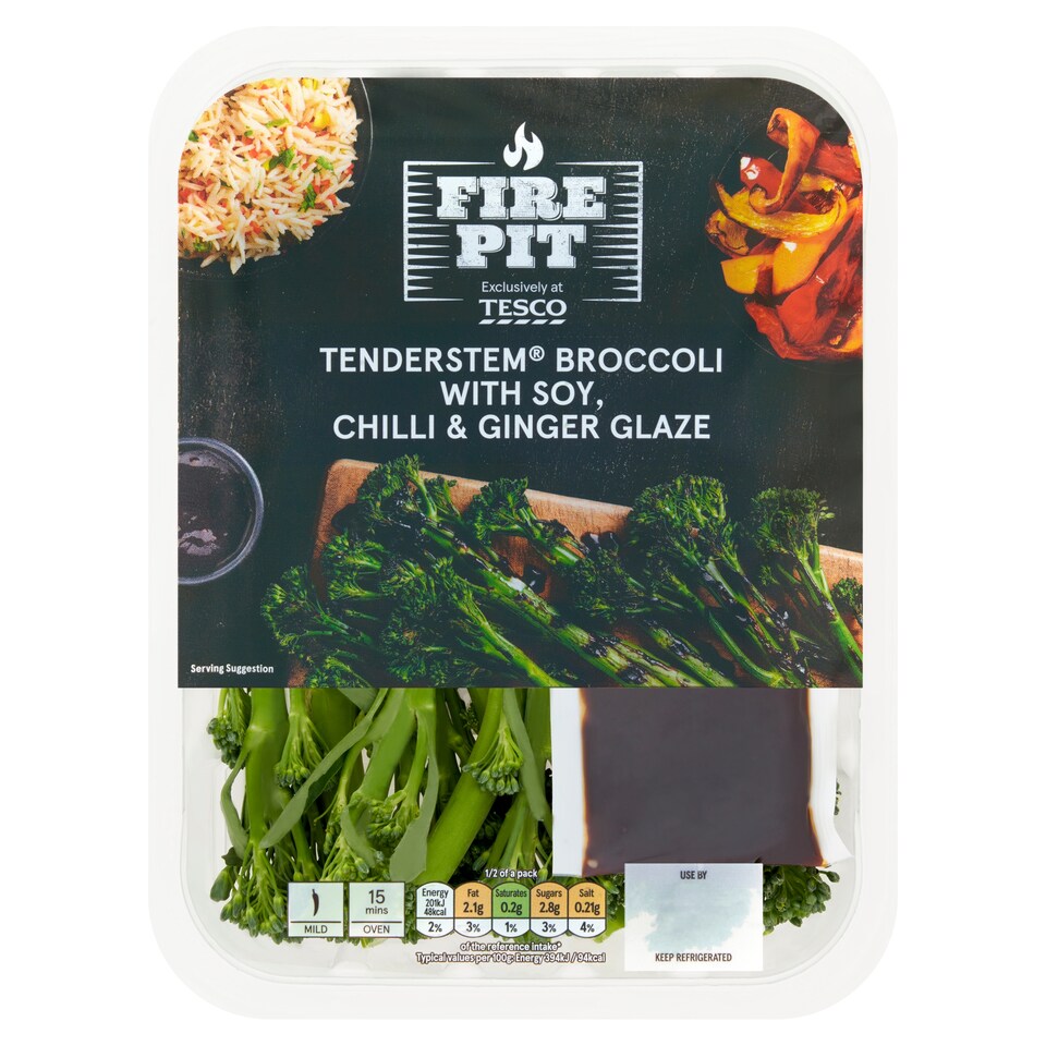 image 1 of Tesco Fire Pit Tenderstem Broccoli With Soy Glaze 210G
