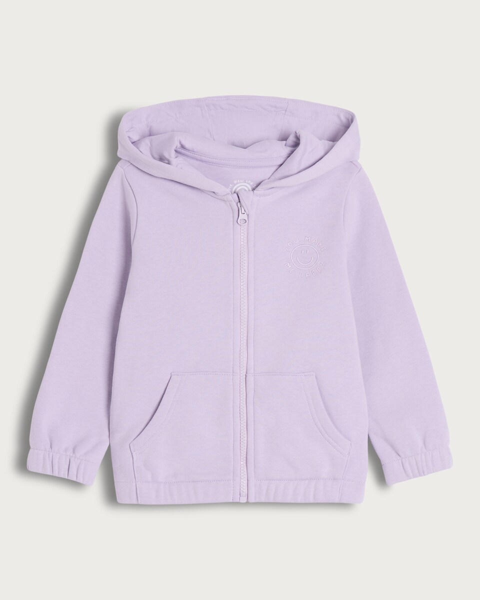 F&F Girls Cotton Rich You Make Me Happy Slogan Hoodie in Purple