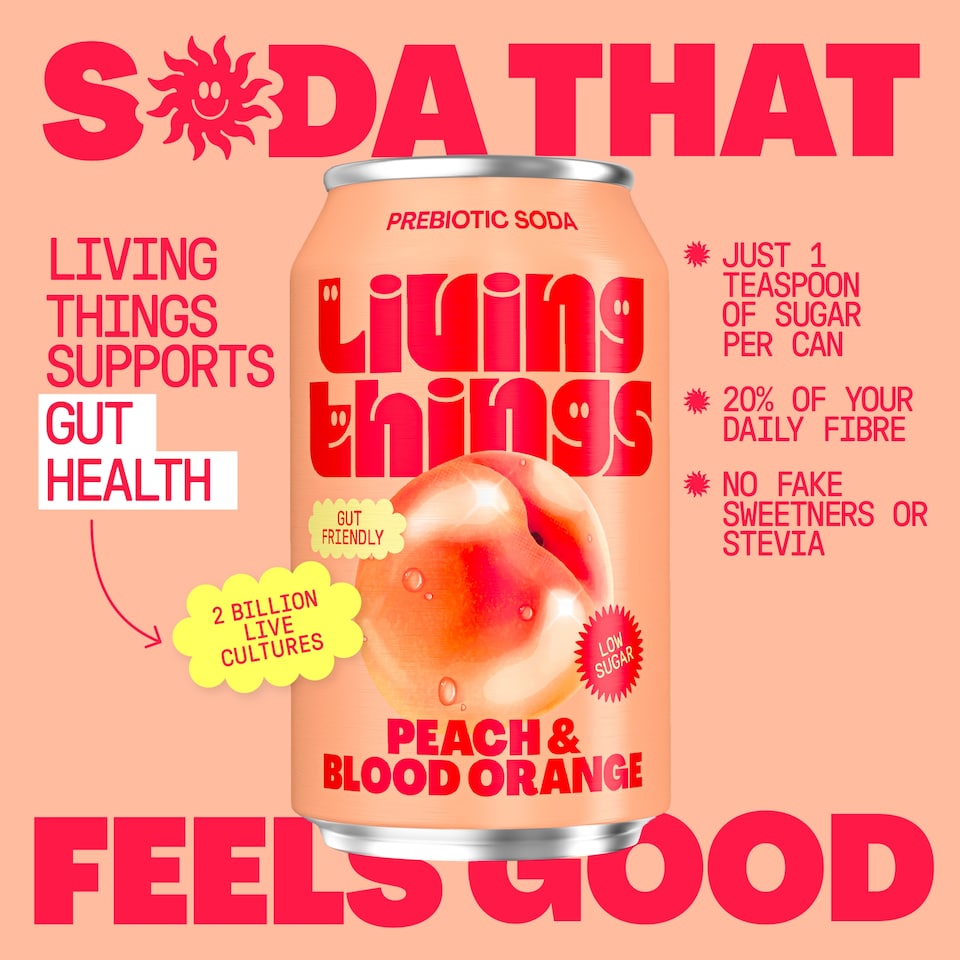 image 1 of Living Things Peach & Blood Orange Soda 4x 330ml