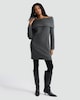 image 2 of F&F Ribbed Knitted Off Shoulder Dress with Wool in Grey