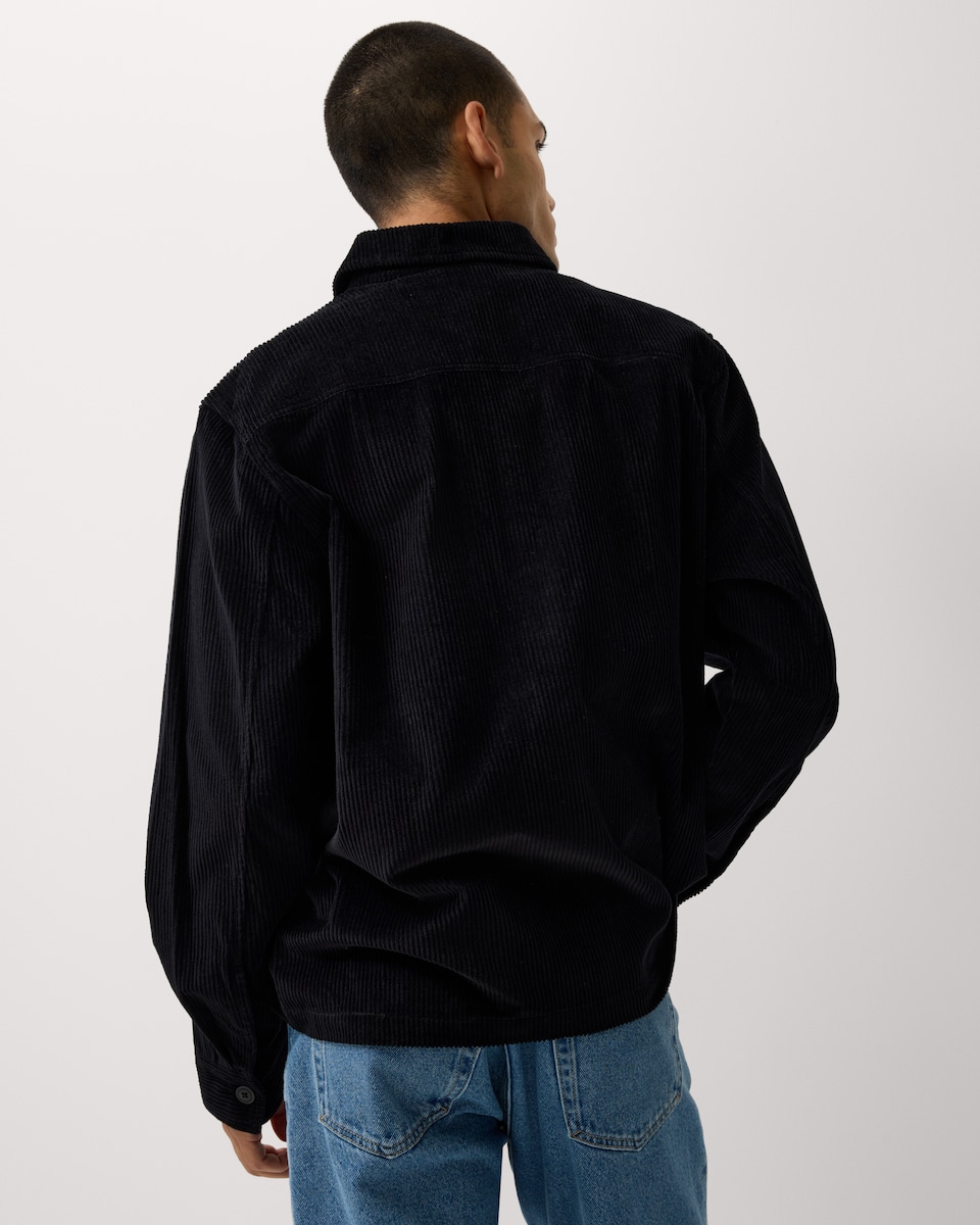 image 1 of F&F Pure Cotton Corduroy Shirt in Black