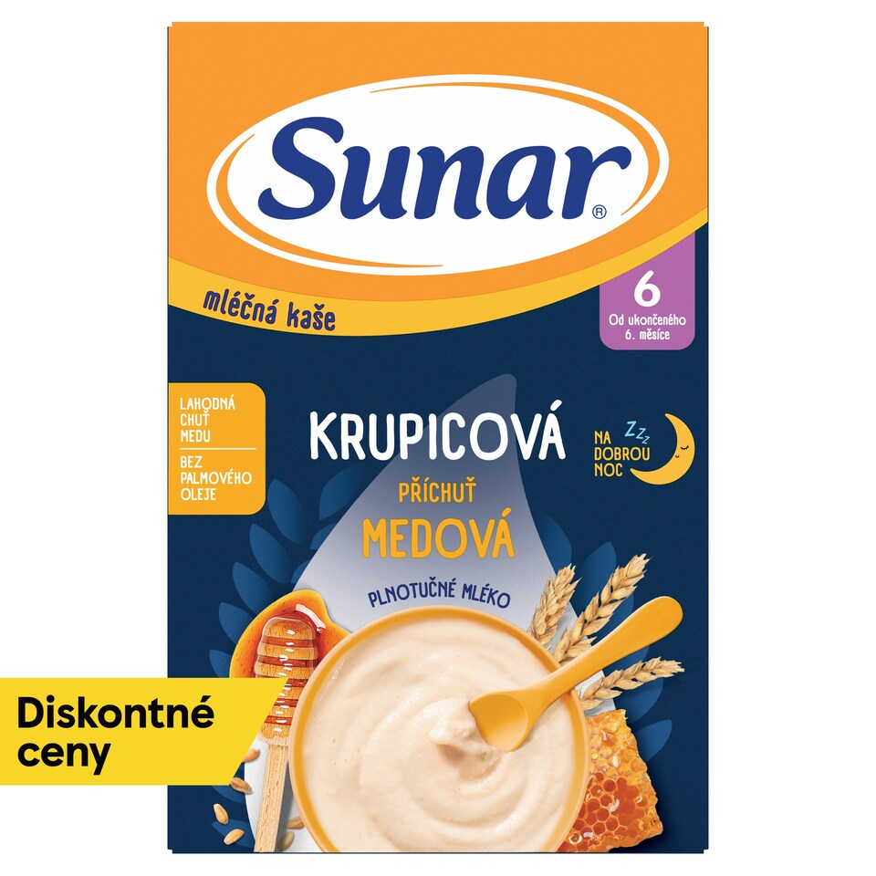obrázok 1 z Sunar mliečna krupicová kaša na dobrú noc medová 210 g
