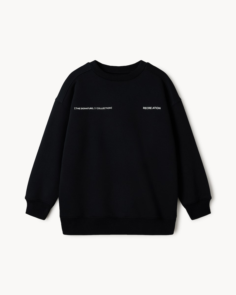 image 1 of F&F Boys Cotton Rich Slogan Sweatshirt in Black