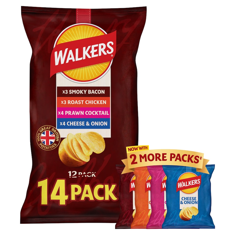 image 1 of Walkers Meaty Variety Multipack Crisps 14x25g