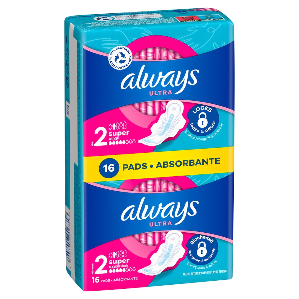 Obrázek 1 pro produkt Always Ultra Den Hygienické Vložky Long (Velikost 2) Křidélka 16 ks