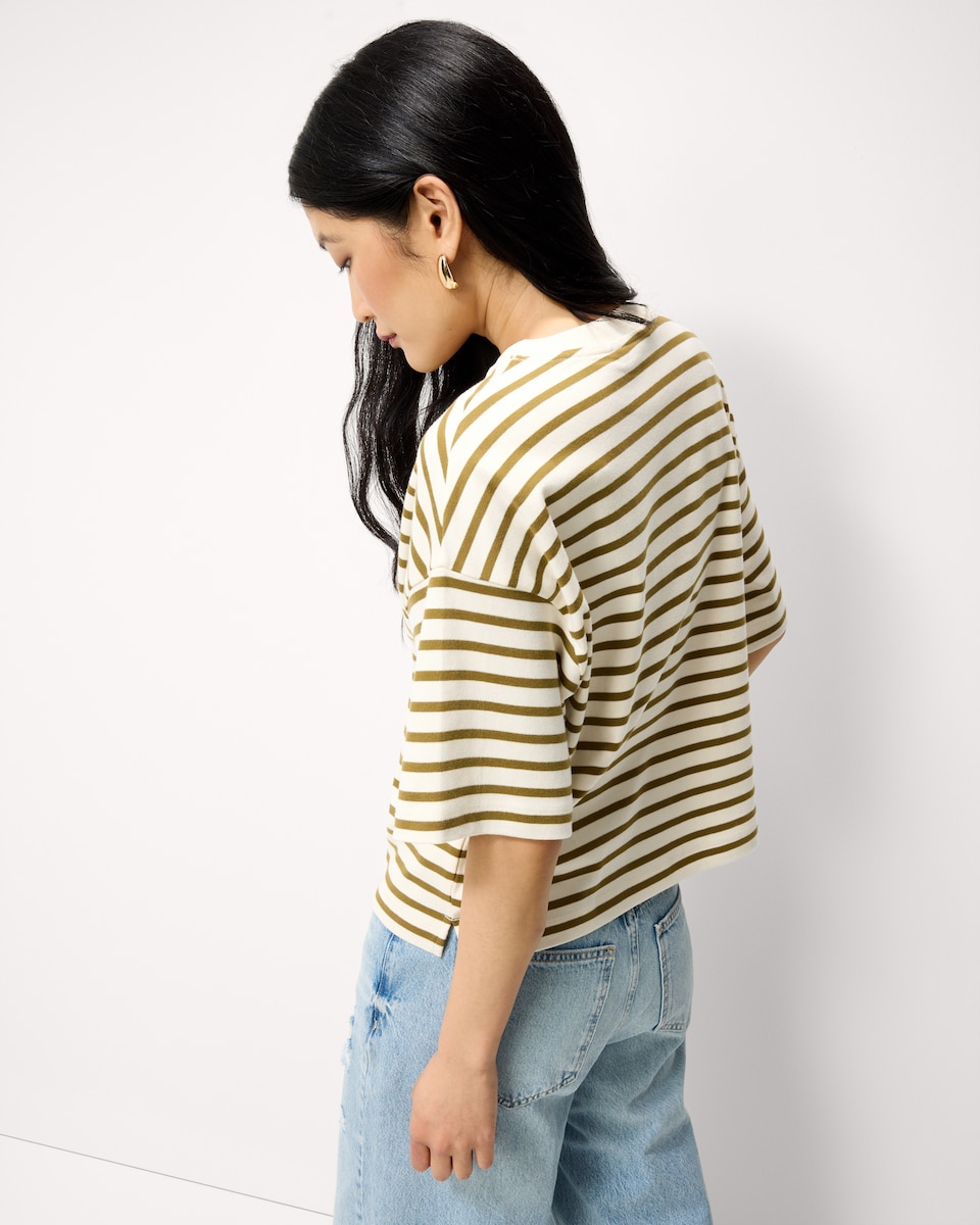 image 1 of F&F Cotton Rich Cropped T-Shirt in Multi Green