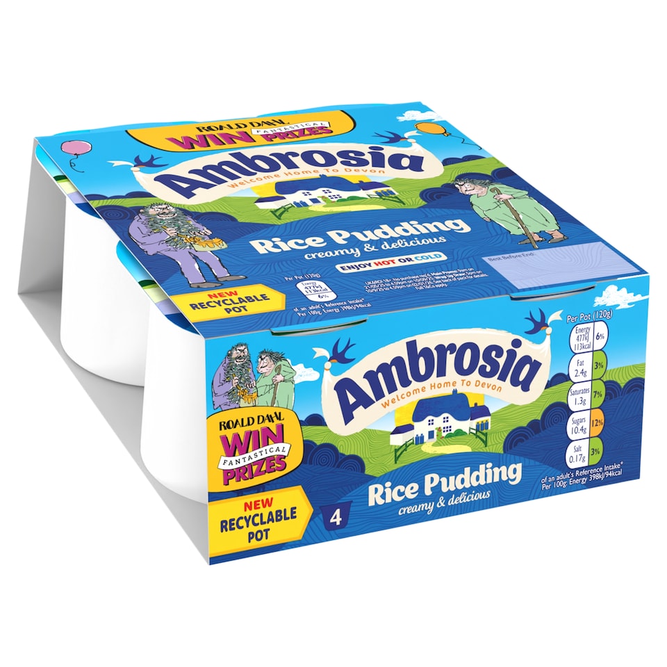 image 1 of Ambrosia Ready To Eat Creamed Rice Pudding 4 X 120G