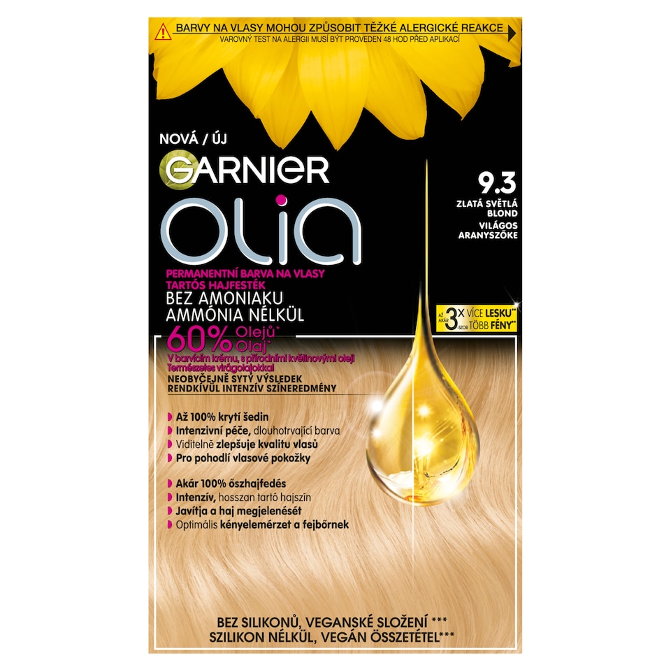 Garnier Olia tartós hajfesték 9.3 Világos aranyszőke  1. kép