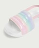 image 3 of F&F Girls Glitter Rainbow Strap Sliders in Multi