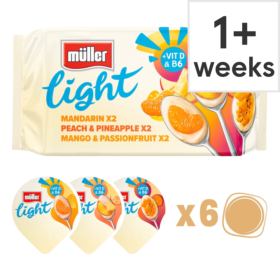 image 1 of Muller Light Fat Free Mango Psn/Fruit Peach Yogurt 6X140g