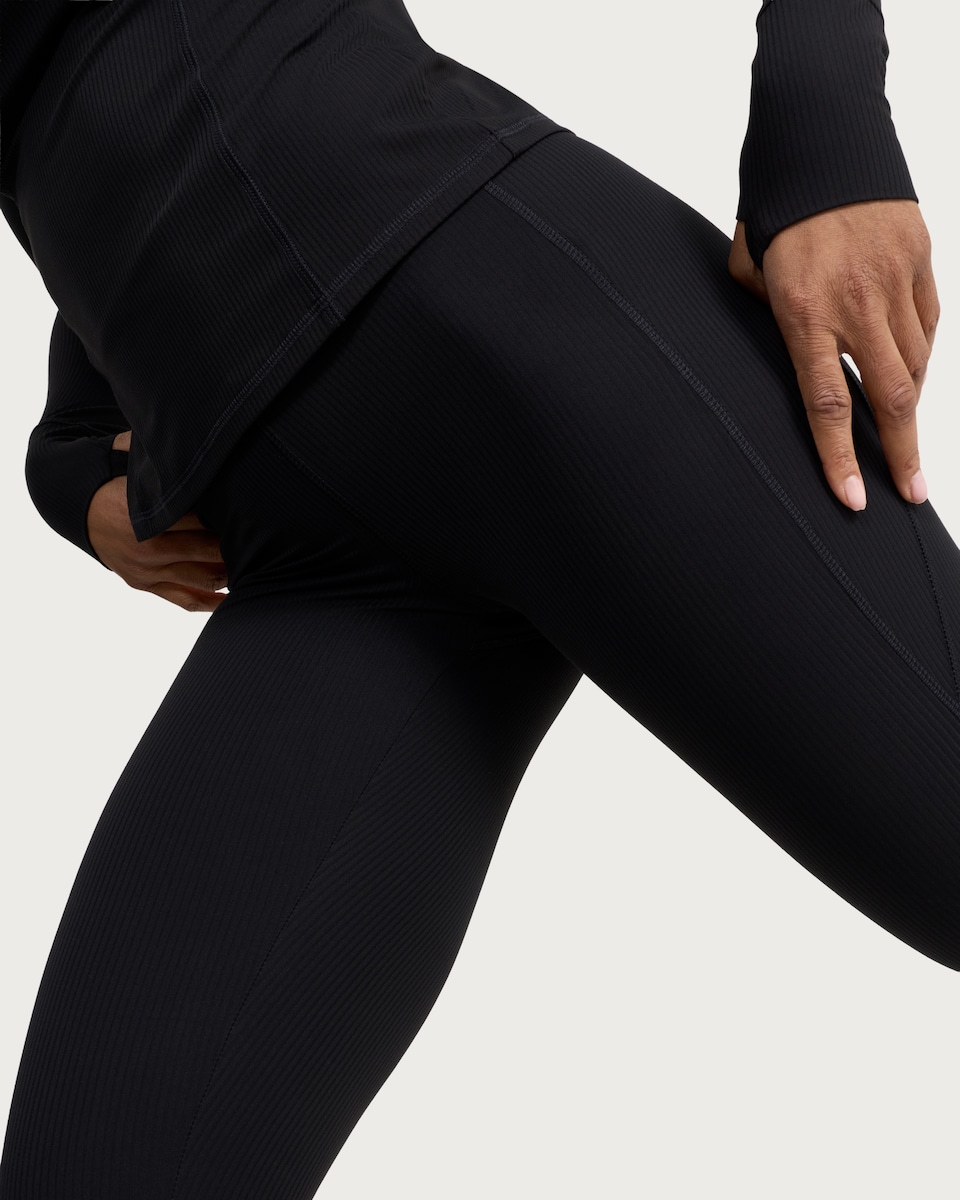 image 1 of F&F Active EVERYHOUR Ribbed Leggings in Black