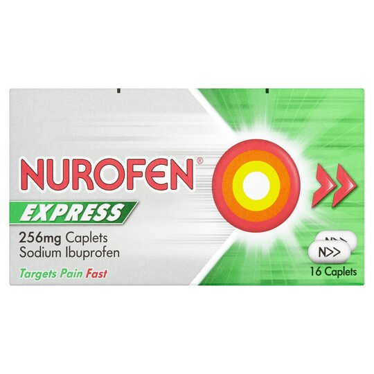 Nurofen Express Ibuprofen 256Mg Caplets 16 Pack Tesco Groceries